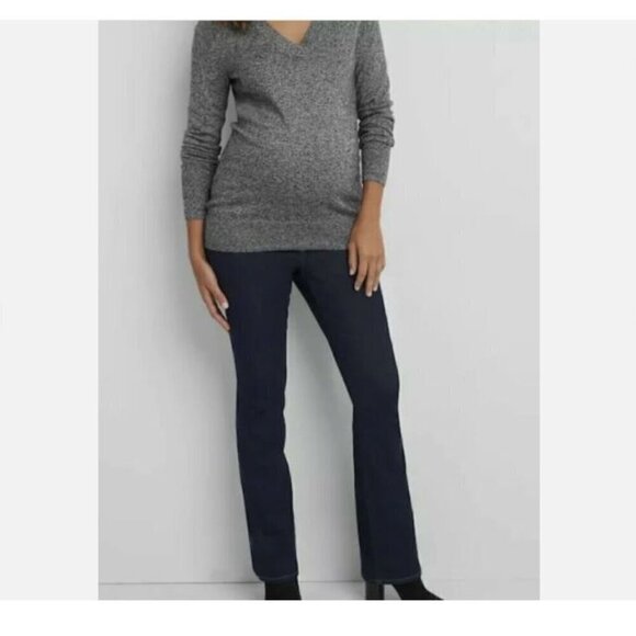 GAP Maternity 1969 STRETCH Demi Panel Baby Boot Cut Dark Jeans Size 26/2 - Picture 1 of 4